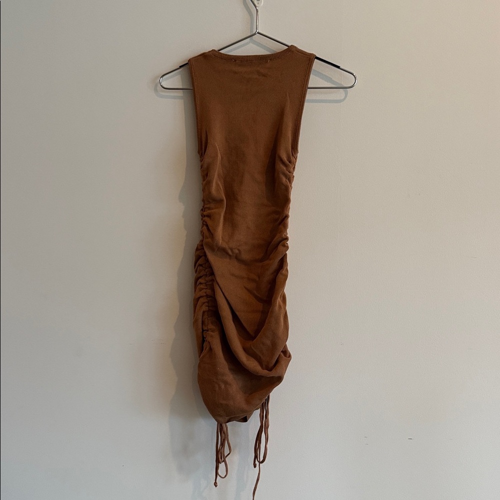 Lioness Tan Ruched Mini Dress - Picture 4 of 4